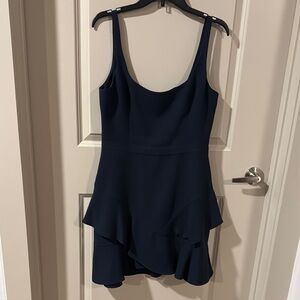 BCBGMaxAzria Blue Tiered Peplum Cocktail Dress